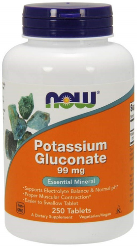 Now Foods Potassium Gluconate 99mg Potassium Gluconate Supports Muscle Health 250 Tablets
