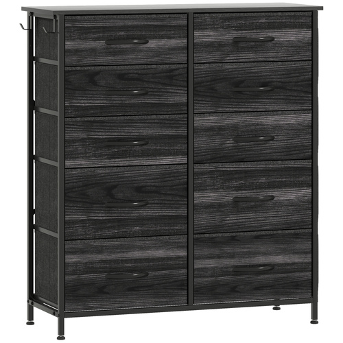 HOMCOM Chest of Ten Fabric Drawers - Black