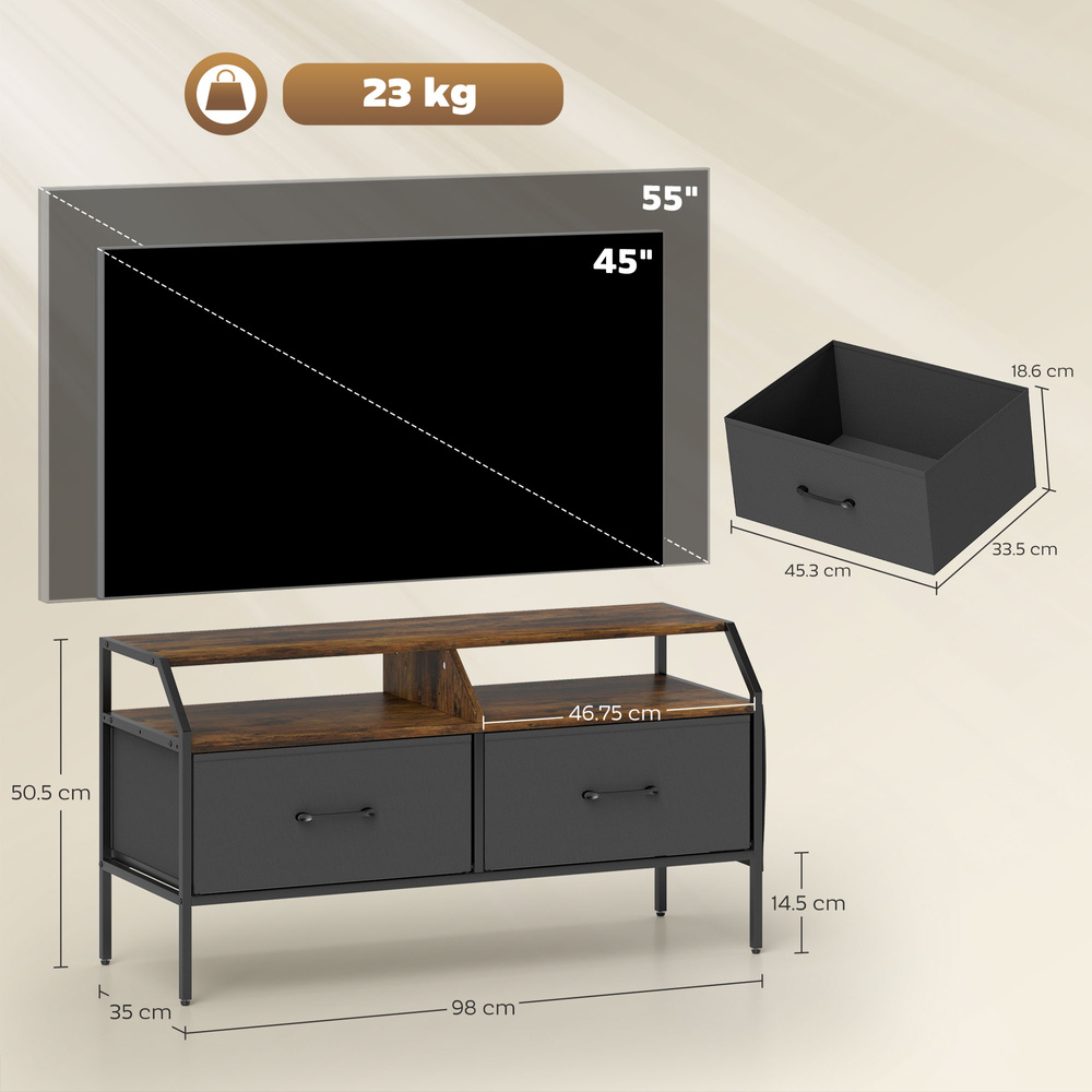 HOMCOM Industrial-Style TV Stand Cabinet - Brown