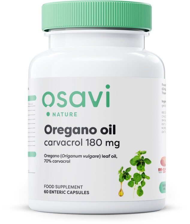 Osavi Oregano Oil Carvacrol 180mg Supports Healthy Digestion 60 Enteric Capsules