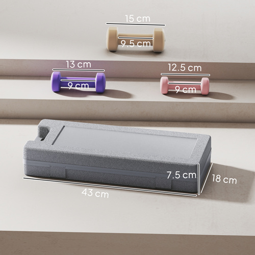 HOMCOM 6Kg Dumbbell Set, Fitness Weight Set for Men and Women, Home Gym Workout, Pink, Purple, Brown