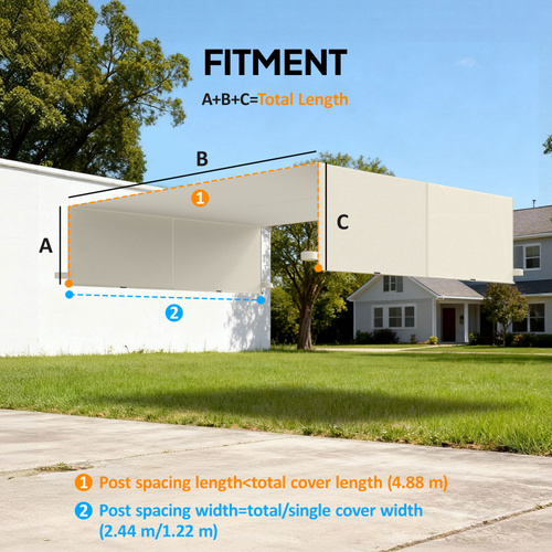 Outsunny 2 Pcs UV Protection Pergola Replacement Canopy, Pergola Shade Cover, Easy to Install, for 3 x 3(m) Pergola, Cream White