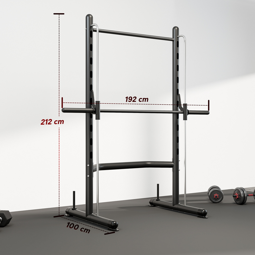 HOMCOM Adjustable Squat Rack, with Pull Up Bar, Barbell Bar for Home Gym