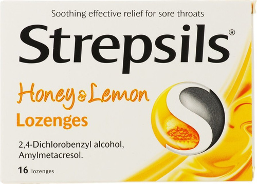 Strepsils Miód i Cytryna Kojąca i Skuteczna Ulga na Ból Gardła 16 Pastylek
