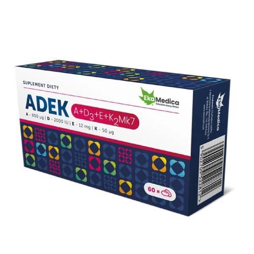 EkaMedica ADEK Vitamin Complex A+D3+E+K2Mk7 60 Capsules