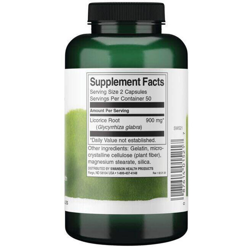 Swanson Korzeń Lukrecji 450mg na Wsparcie Trawienia 100 Kapsułek