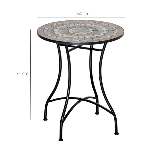 Outsunny Φ60cm Mosaic Outdoor Patio Table - Green