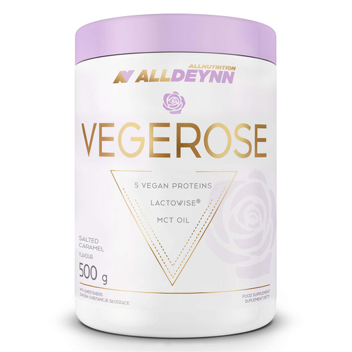 Allnutrition Alldeynn Vegerose Protein Diet Supplement Plant Proteins with Salted Carmel Flavour 500g