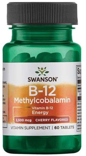 Swanson Vitamin B-12 Methylcobalamin 2500mcg Cherry 60 Tablets