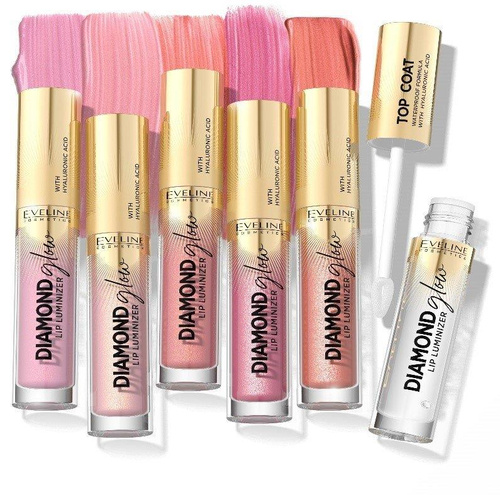 Eveline Diamond Lip Glow Lip Gloss with Hyaluronic Acid No. 09 Peach Dream 4.5ml