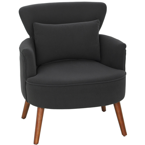 HOMCOM Corduroy Retro Accent Chair - Black