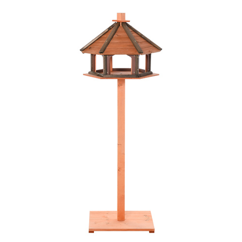 PawHut 130cm Wooden Bird Table, Feeding Station with Roof for Outdoor, Brown