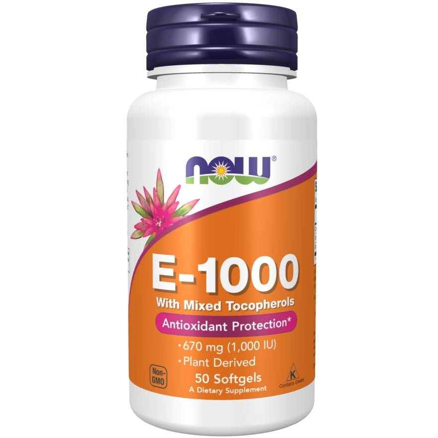 Now Foods Vitamin E-1000 Natural Mixed Tocopherols Supports Immunity 50 Softgels