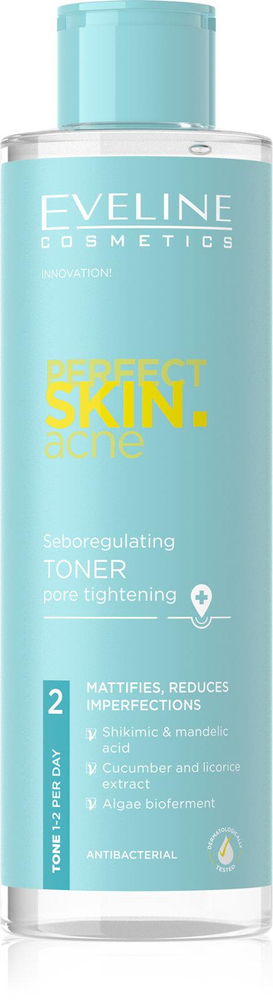 Eveline Perfect Skin Acne Seboregulating Toner Tightening Pores for Problematic Skin 200ml