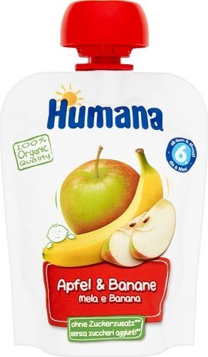 Humana 100% Organic Bio Deserek Jabłko Banan dla Dzieci po 6 Miesiącu 90g