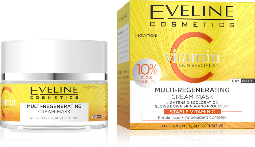 Eveline Skin Specialist Vitamin C Multiregenerujący Krem Maska dla Każdego Rodzaju Skóry na Dzień na Noc 50ml