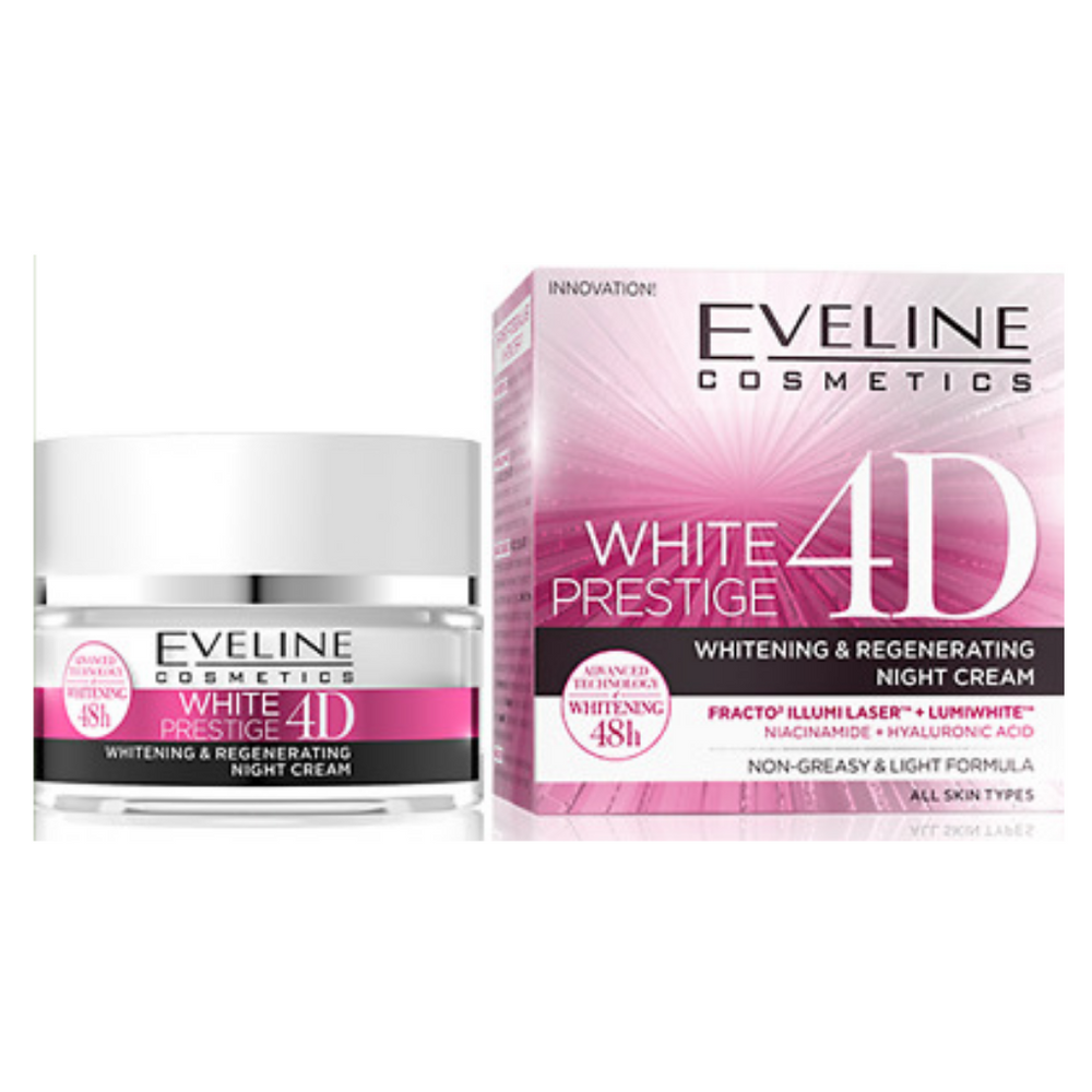 Eveline White Prestige 4D Intensywnie Wybielający i Rozjaśniający Krem na Noc 50ml