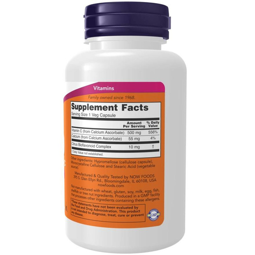Now Foods Vitamin C-500 Calcium Ascorbate-C Wspomaga Odporność 100 Kapsułek