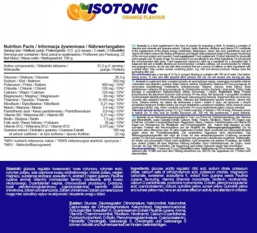 Allnutrition Isotonic Powder Drink Replenishing Electrolytes Orange 700g