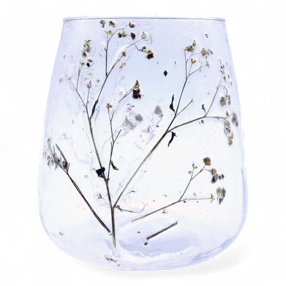 Natural Floral Glass - Vase Candle Holder - Margarita - (12x11cm)