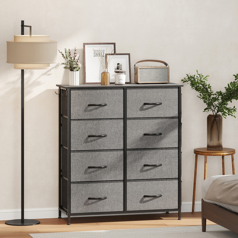 HOMCOM Chest of Eight Fabric Drawers - Charcoal Grey