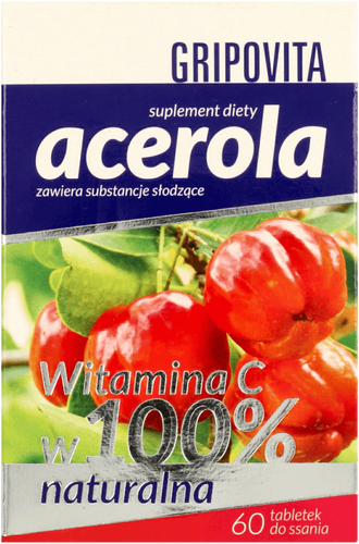 Grinovita Acerola Vitamin C 100% Natural in Immune and Nervous System 60 Tablets