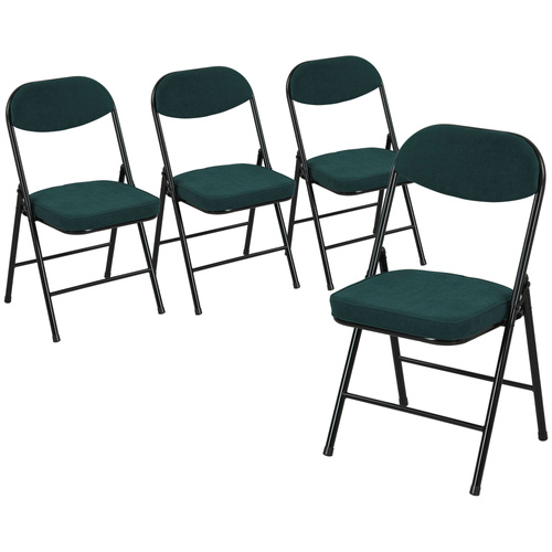 HOMCOM Set of Four Folding Corduroy Seat Chairs - Teal