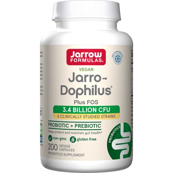 Jarrow Formulas Jarro-Dophilus and FOS Synbiotic for Gut Health 200 Vcaps