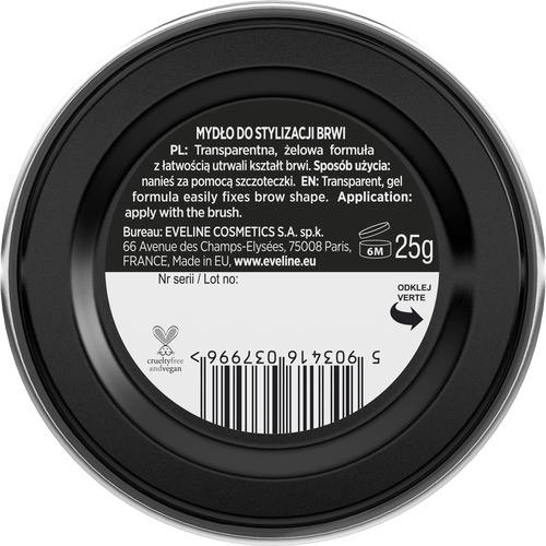 Eveline Brow & Go Gel Soap for Styling Eyebrows Natural Effect Vegan 25g