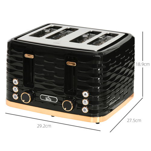 HOMCOM Four-Slice Rippled Toaster - Black