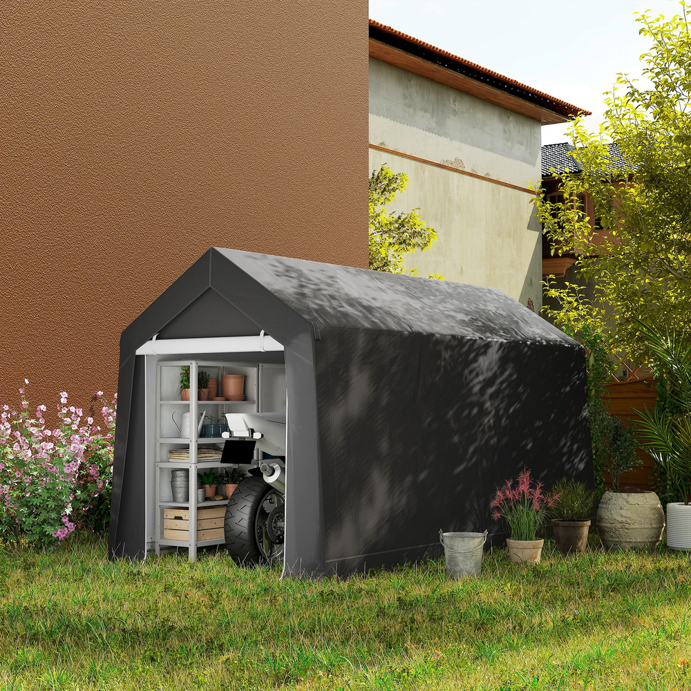 Outsunny 3.6 x 2.1m Portable Outdoor Shed, with Window - Dark Grey
