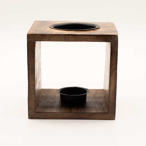 Large Square Mango Wood Oil Burner - Moon Goddess