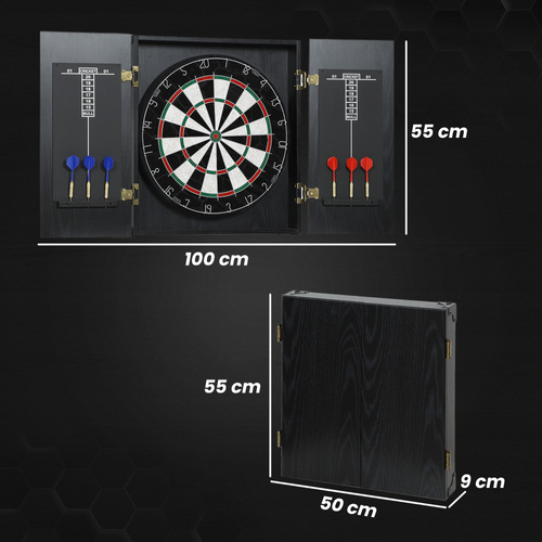 SPORTNOW Bristle Dartboard with Cabinet, 6 Steel Tip Darts, Cabinet