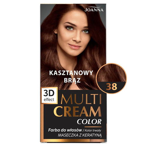 Joanna Multi Cream Trwały Intensywny Kolor Włosów Farba Pielęgnująca 38 Kasztanowy Brąz 60x40x20g