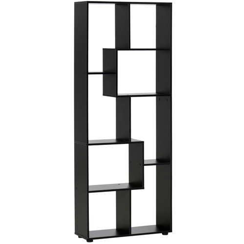 HOMCOM 8-Tier Freestanding Bookcase w/ Melamine Surface Anti-Tipping Foot Pads Home Display Storage Grid Stand Bedroom Living Room Furniture Modern Style - Black