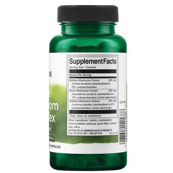 Swanson Triple Mushroom Complex for Immunity Support 120 Capsules