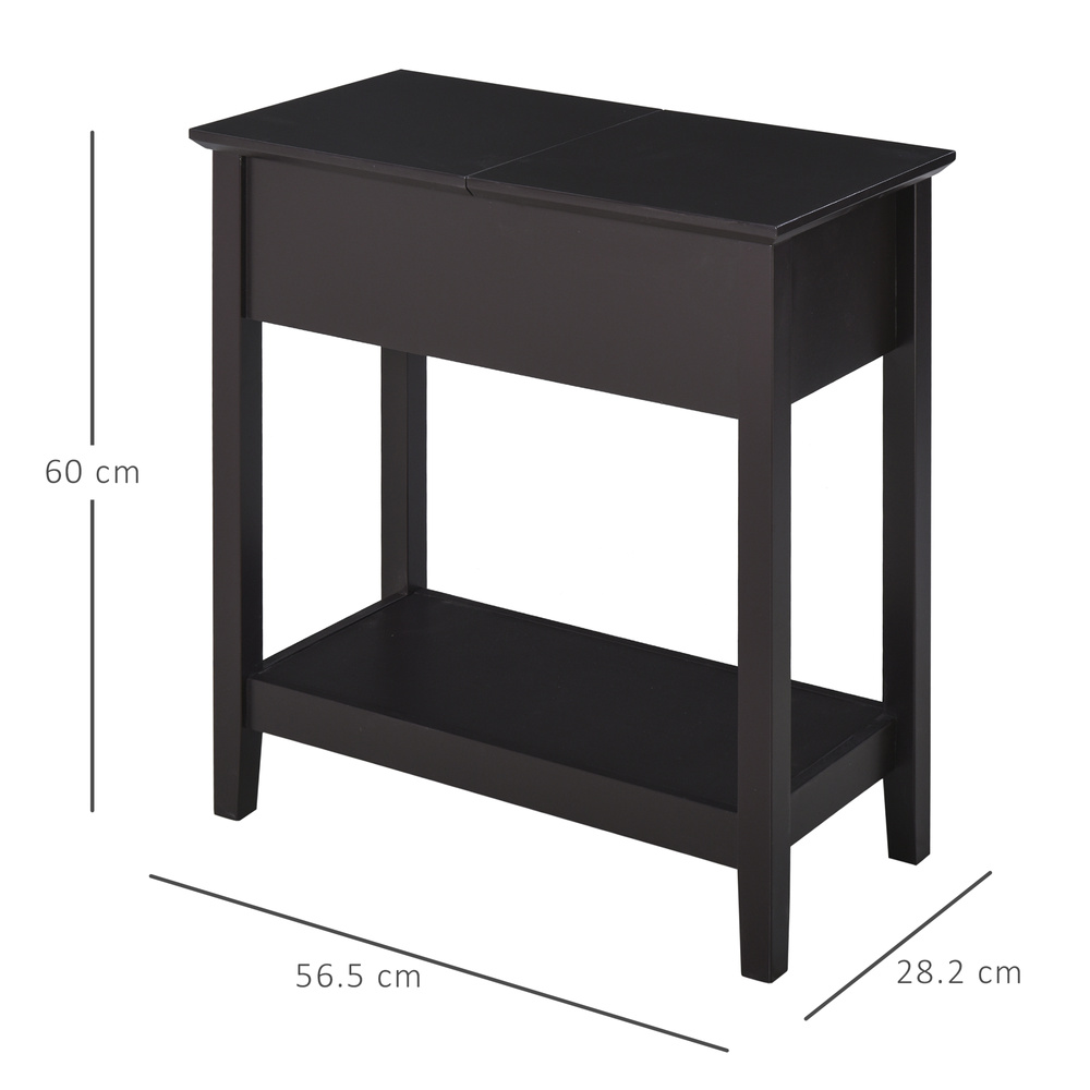 HOMCOM End Table, Narrow Side Table with Flip Top , Shelf, Dark Coffee