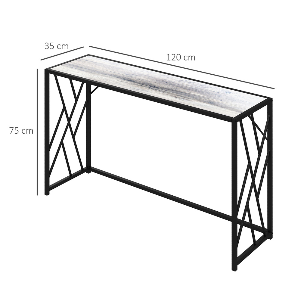 HOMCOM Console Table, Industrial Sofa Table with Metal Frame for Living Room, Hallway, 120 cm, Grey