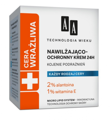 AA Cera Wrażliwa Nawilżająco-Ochronny Krem 24h Każdy Rodzaj Podrażnień 50ml