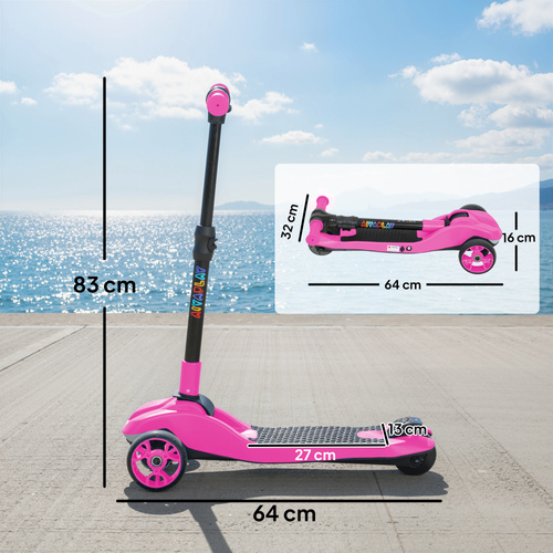 AIYAPLAY Three-Wheel Foldable Electric Scooter for Kids Aged 6-10 Years, Pink