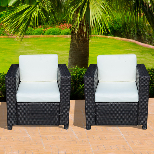 Outsunny 2 Rattan Garden single Seater Chair All Weather Wicker Weave Single Sofa chair armchair Patio Black
