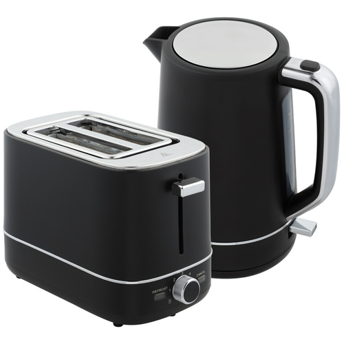 HOMCOM Kettle and Toaster Set, 1.7L 3000W Fast Boil Kettle & 2 Slice Toaster Kitchen Set with 6 Level Browning Controls, Defrost, Reheat, Black