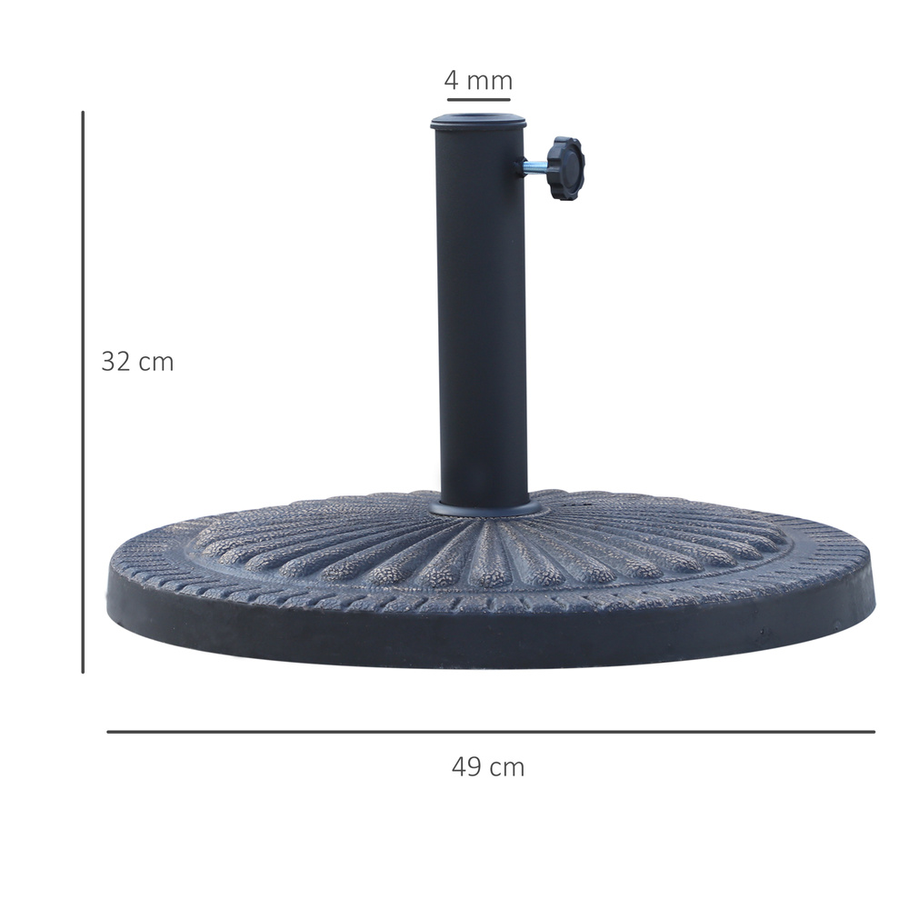 Outsunny 14kg Garden Parasol Base, Round Resin Sun Umbrella Base, Outdoor Umbrella Stand for 38mm or 48mm Outdoor Umbrella Poles, Bronze Tone
