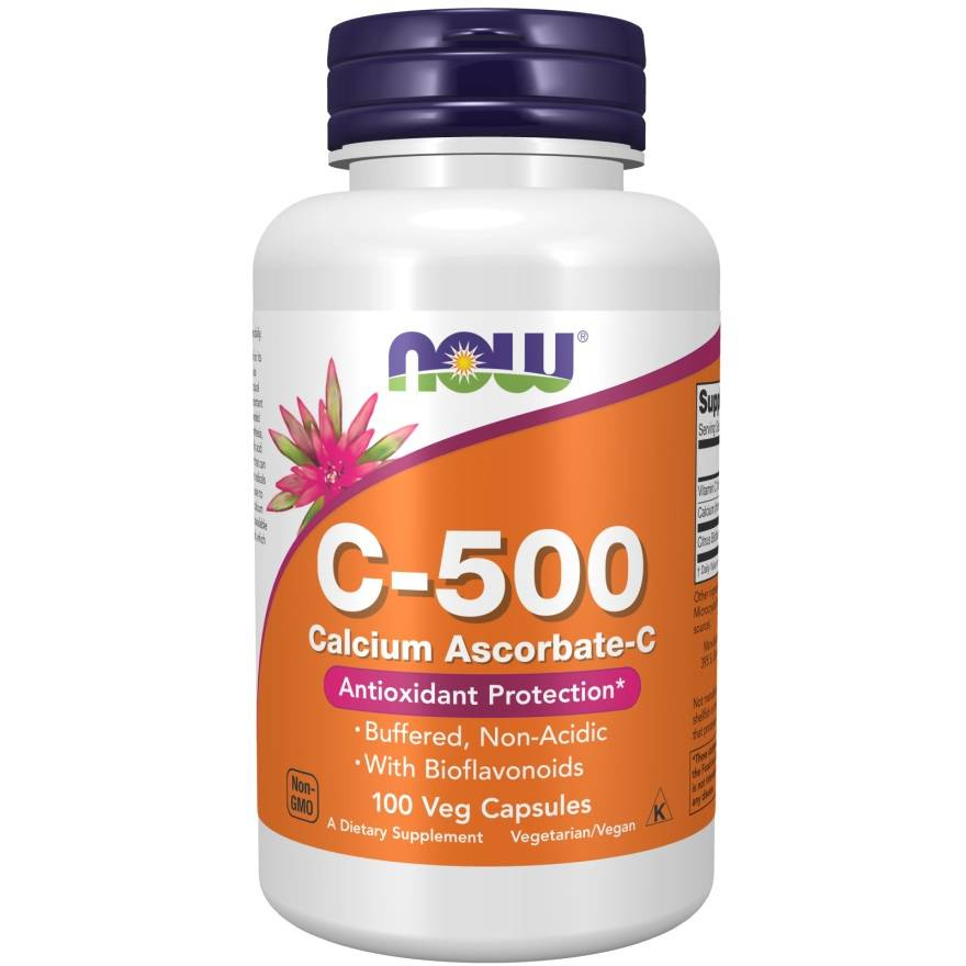 Now Foods Vitamin C-500 Calcium Ascorbate-C Wspomaga Odporność 100 Kapsułek