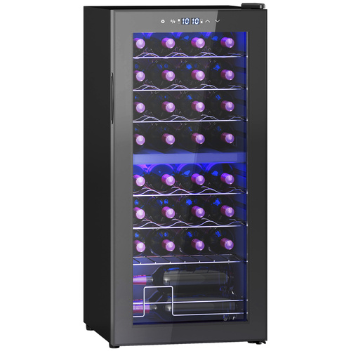 HOMCOM 32 Bottle Dual Zone 5-18℃ Wine Fridge - Black