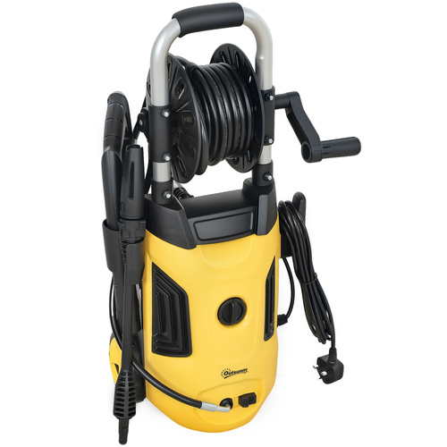 Outsunny 1800W High Pressure Washer, 150 Bar Pressure, 420 L/h Flow, Portable Power Washer Jet Wash Cleaner with Adjustable Nozzle, 6M Hose, Hose Reel, Steel Handle for Home Patio Car Driveway, Yellow