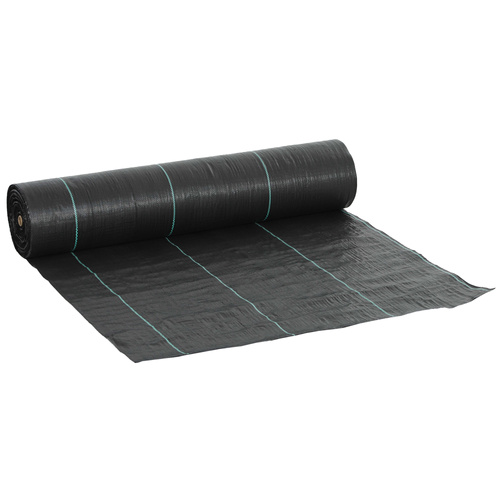 Outsunny 2m x 90m Weed Control Membrane, Heavy Duty Weed Control Barrier Fabric, 90gsm Ground Cover for Patios, Garden, Flower beds, Landscaping