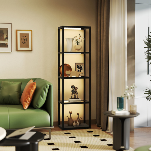 HOMCOM Four-Shelf Floor Lamp - Black