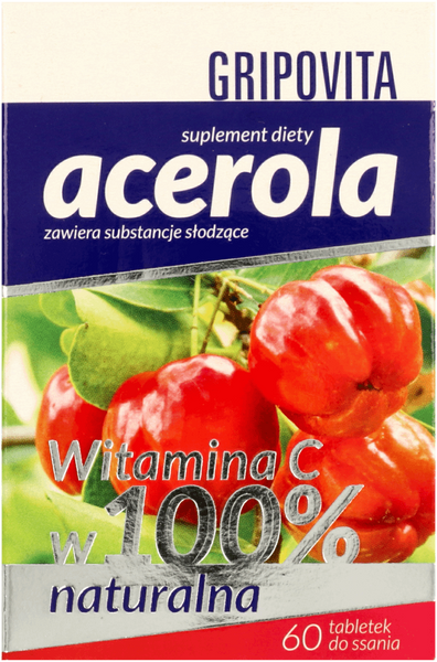 Grinovita Acerola Vitamin C 100% Natural in Immune and Nervous System 60 Tablets