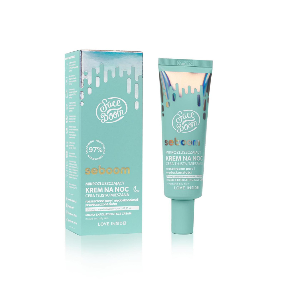 FaceBoom Seboom Micro-Exfoliating Night Face Cream for Oily and Combination Skin 50ml